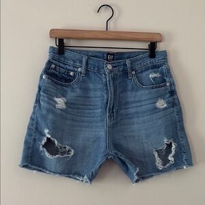 GAP Relaxed Denim Shorts 5” Medium Destroy Jean Shorts Distressed Blue Size 26